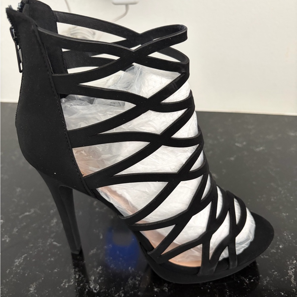 BRAND NEW Women’s Black Strappy Cage High Heel Sandal